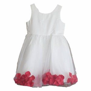 EKIDSBRIDAL White Tulle Dress with Apple Red Floral Pedals Girls Sizes 8-10